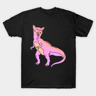 dinosaur raptor cat kitten feminist roar animal cute pink print T-Shirt